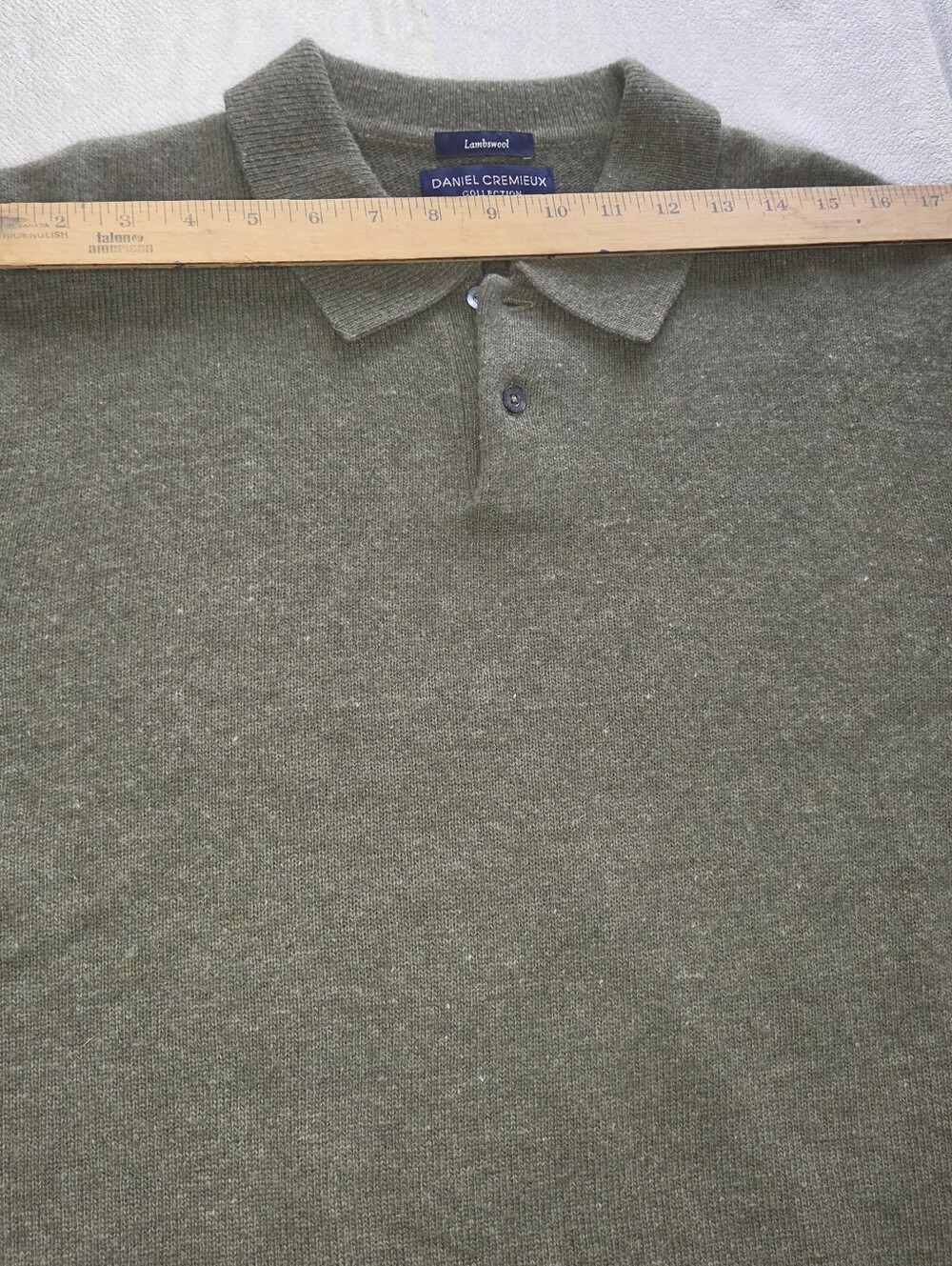 Daniel Cremieux M Medium Men's Olive 100 %  Lambswool Polo Sweater - Picture 4 of 7